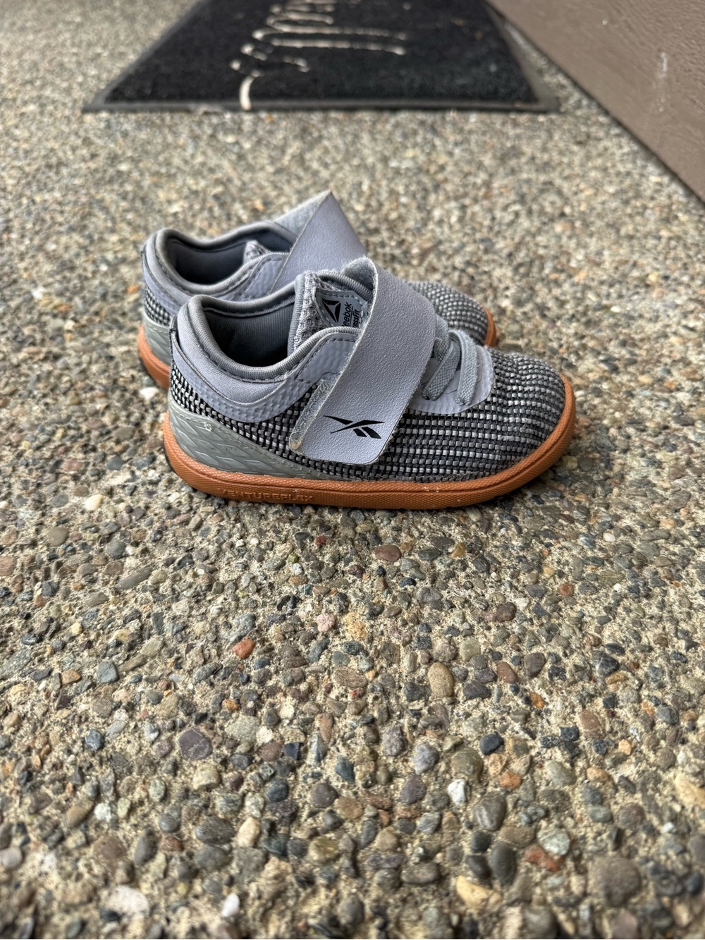 Reebok Kids Gray Knit Sneakers with Gum Outsole